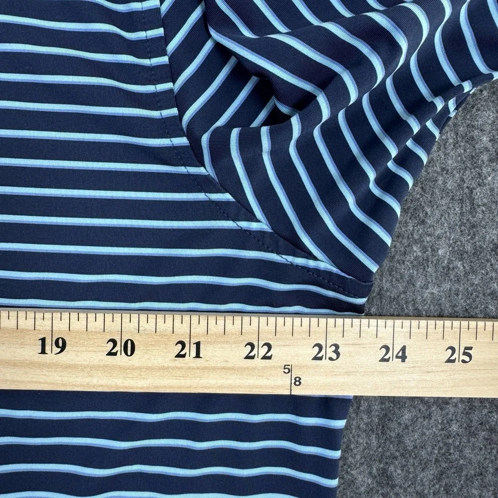 Peter Millar Summer Comfort Men's L Polo Shirt Blue Stripe Stretch Golf